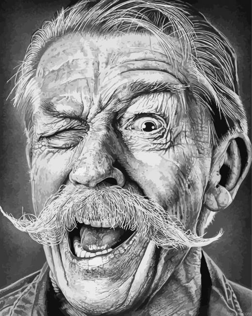 Cute Old Man Face Painting By Numberss.png