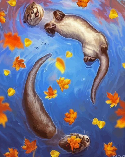 Cute Otters Painting By Numberss.png