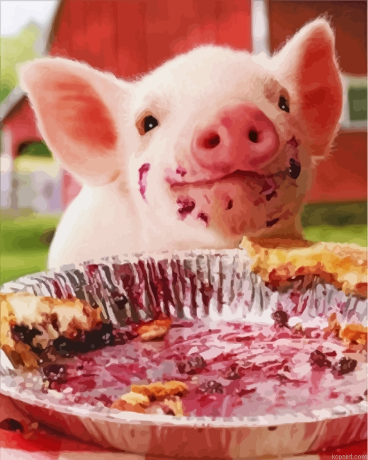 Cute Pig Eating Painting By Numberss.png