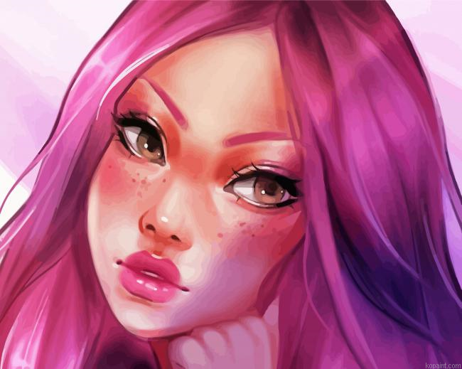 Cute Pink Girl Painting By Numberss.png