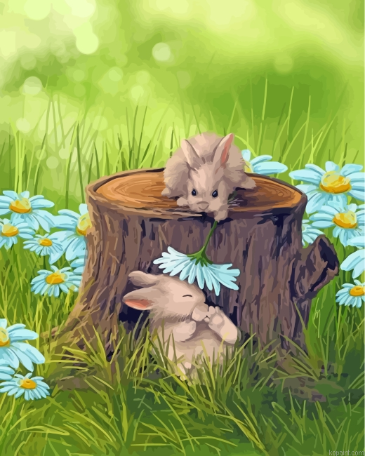 Cute Rabbits Paint By Numbers