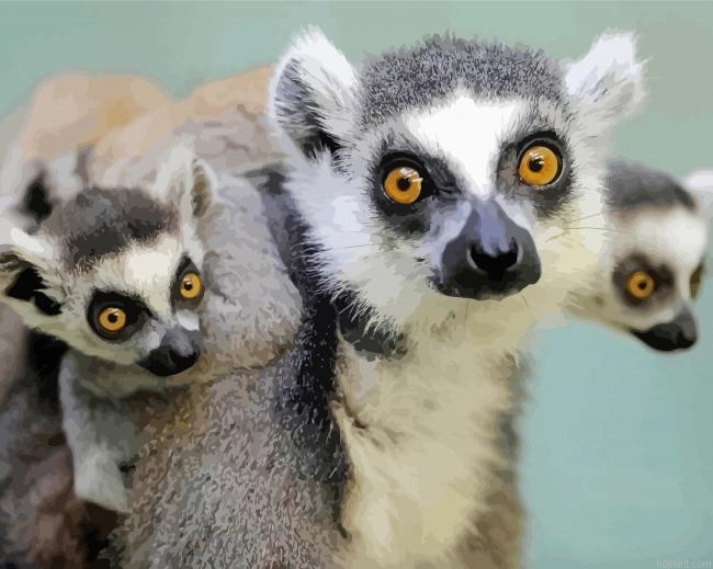 Cute Ring Tailed Lemur Painting By Numberss.png