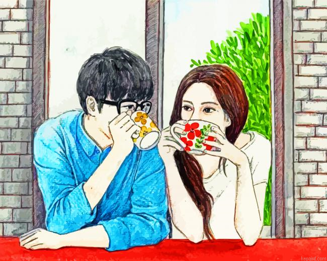 Cute Romantic Couple Coffee Painting By Numberss.png