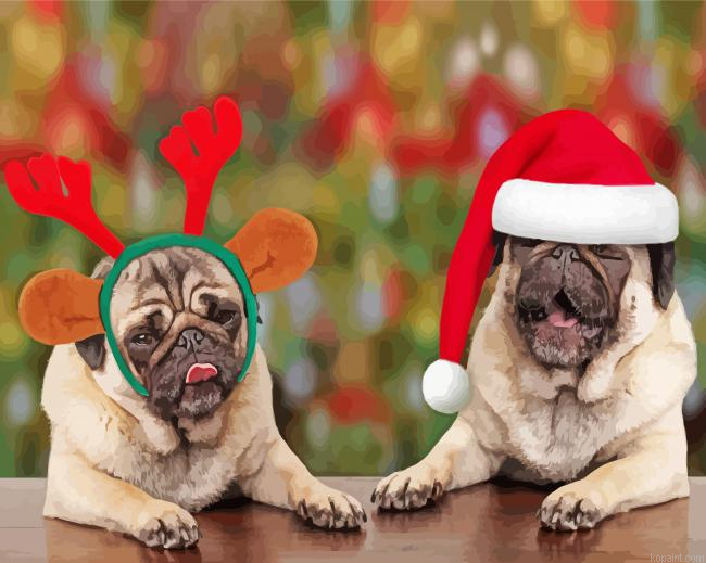 Cute Santa Puppies Paint By Numbers