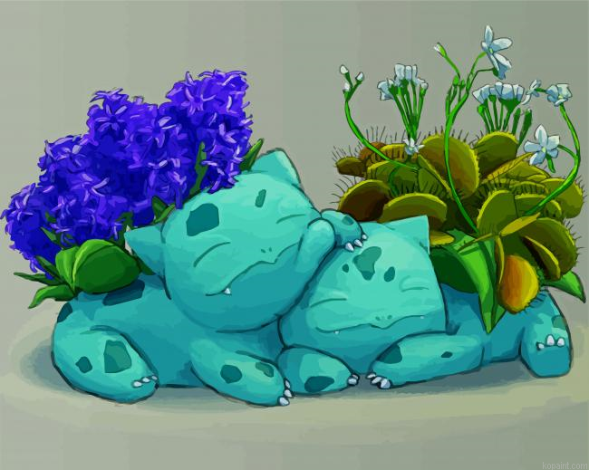 Cute Sleepy Bulbasaurs Painting By Numberss.png