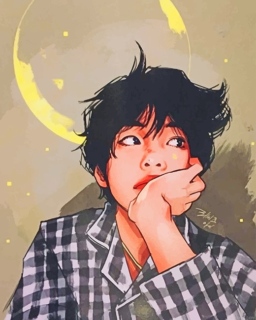 Cute Taehyung Bts New Painting By Numberss.png