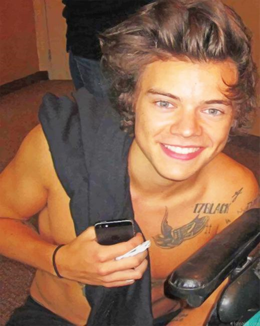 Cute Tattooed Harry Styles New Painting By Numberss.png