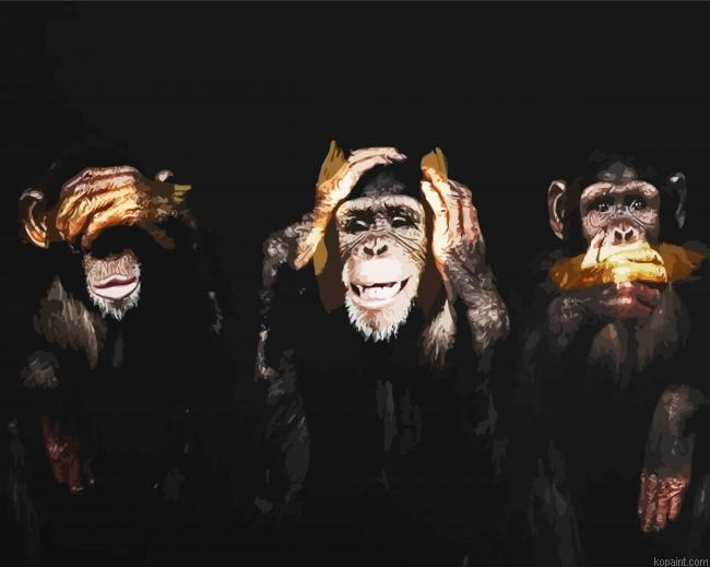 Cute Three Monkeys Painting By Numberss.png