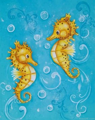 Cute Yellow Seahorses Painting By Numberss.png