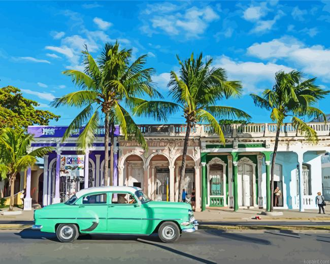 Cyan Car In Cienfuegos Painting By Numberss.png