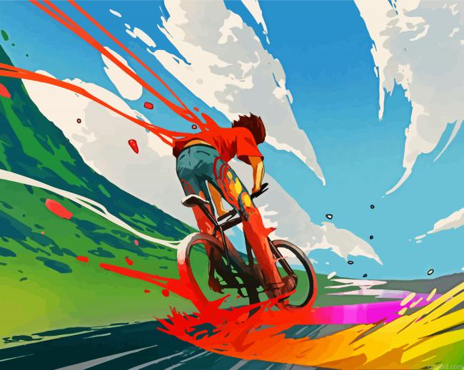 Cyclist Splatter Painting By Numberss.png