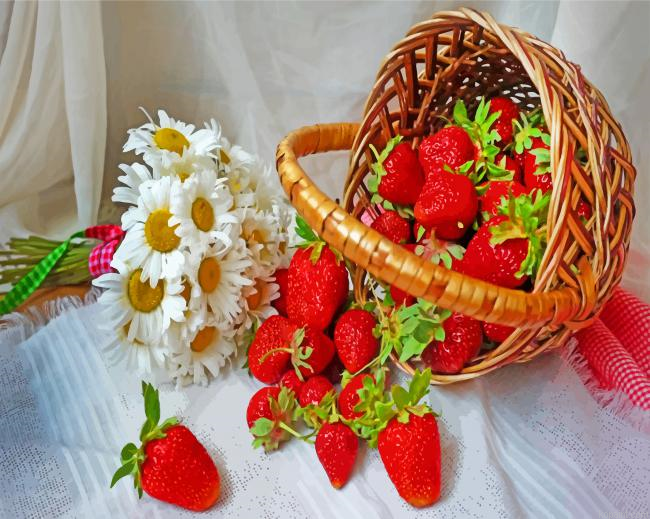 Daisies And Strawberries Painting By Numberss.png