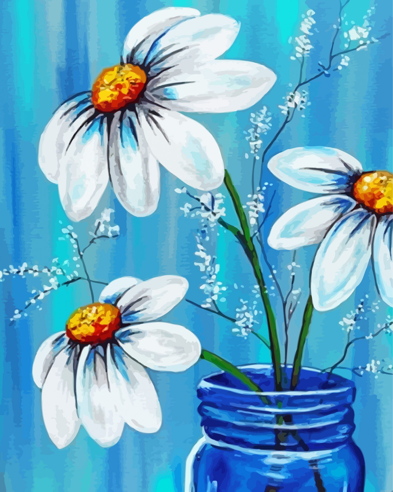 Daisies In Blue Jar Painting By Numberss.png