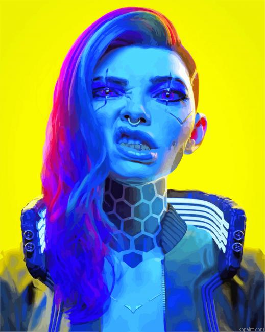 Dangerous Cyberpunk Girl Painting By Numberss.png