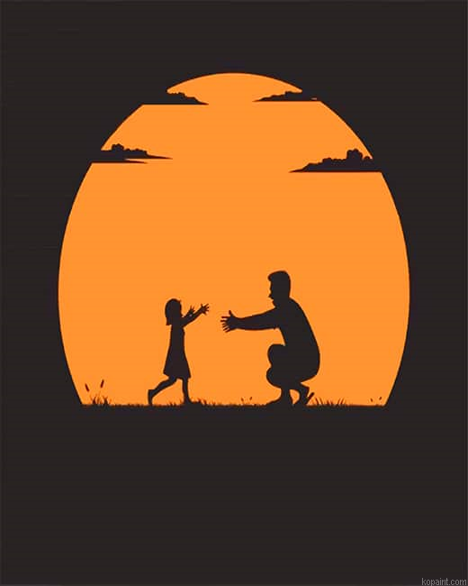 Daughter Anddad Silhouette New Painting By Numberss.png