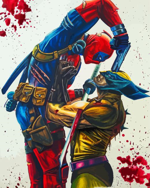 Deadpool Vs Wolverine Characters Art Painting By Numberss.png