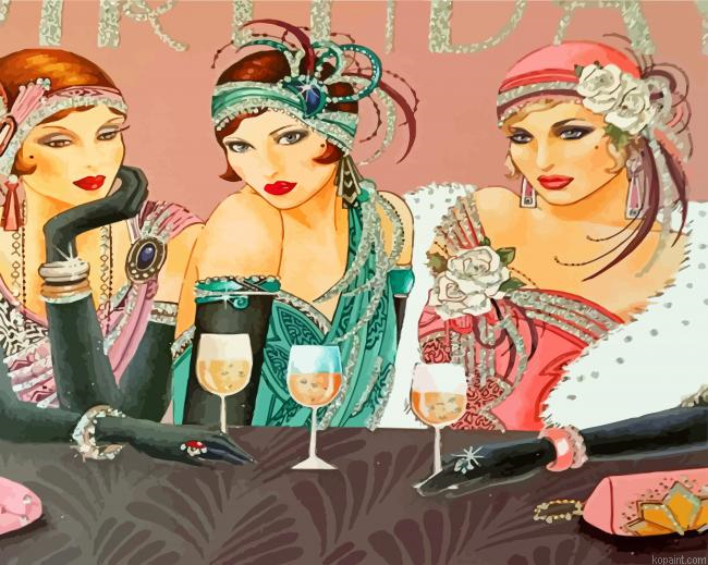 Deco Ladies Celebrating Painting By Numberss.png