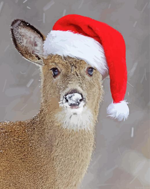 Deer Wearing A Hat Painting By Numberss.png