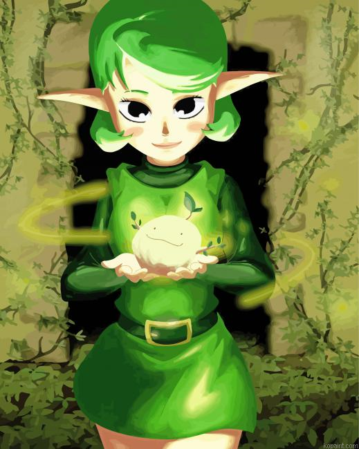 Deku Sprout And Saria Legend Of Zelda Painting By Numberss.png