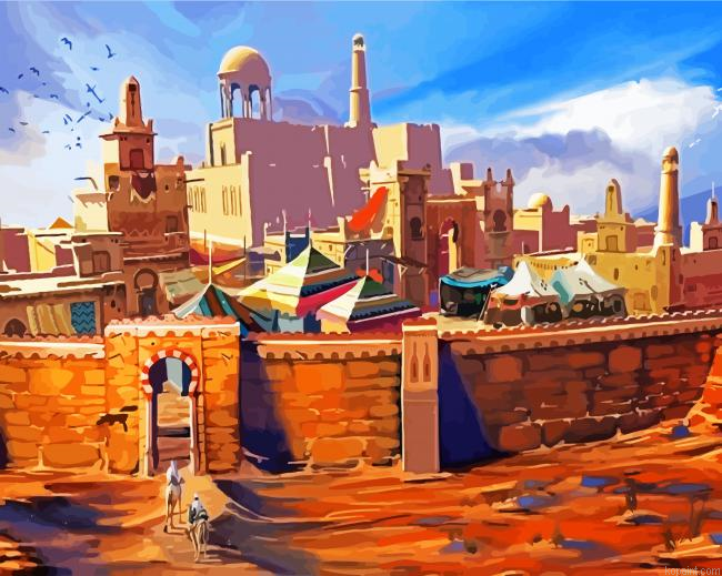 Desert Town Art Painting By Numberss.png