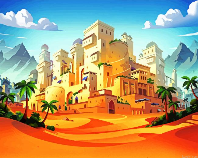 Desert Town Illustration Paint By Numbers