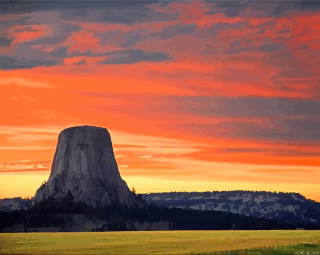 Devils Tower At Sunset Painting By Numberss.png