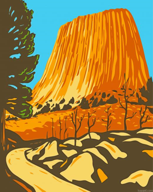 Devils Tower National Monument Illustration Painting By Numberss.png
