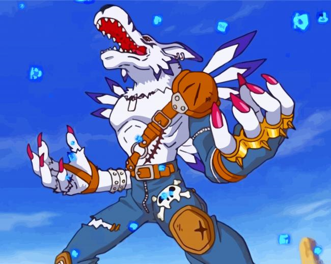 Digimon Weregarurumon Howls Painting By Numberss.png