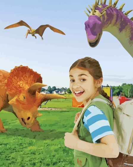Dino Dana With Dinosaurs Painting By Numberss.png
