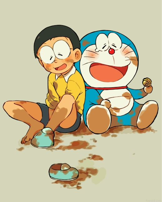 Dirty Nobita And Doraemon Painting By Numberss.png