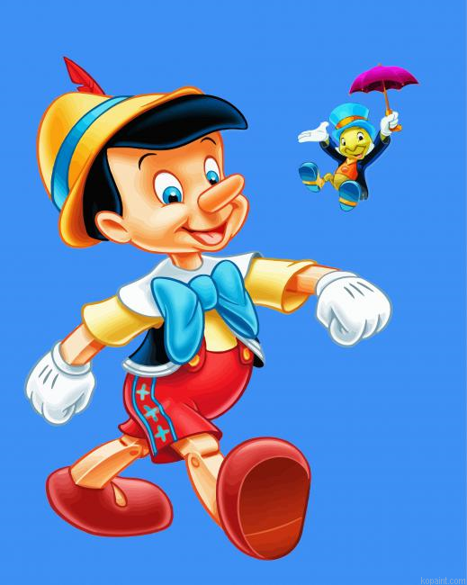 Disney Cartoon Pinocchio And Jimmy Painting By Numberss.png