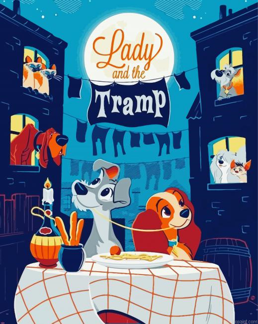 Disney Lady And The Tramp Poster Painting By Numberss.png