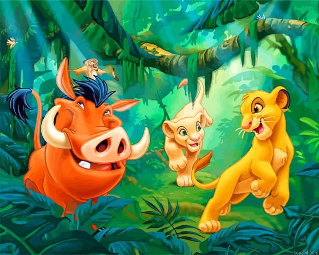 Disney Simba Nala Timon Pumbaa Painting By Numberss.png