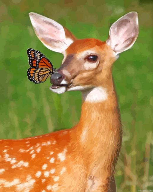 Doe And Monarch Butterfly Painting By Numberss.png