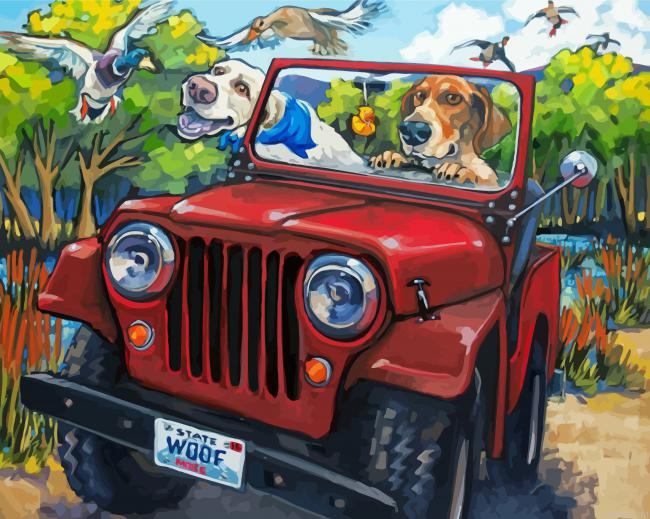 Dog Driving A Car Painting By Numberss.png