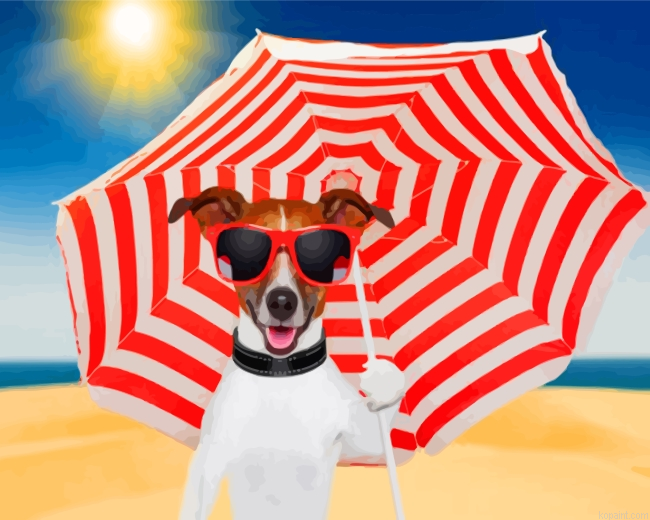 Dog Holding Umbrella Painting By Numberss.png