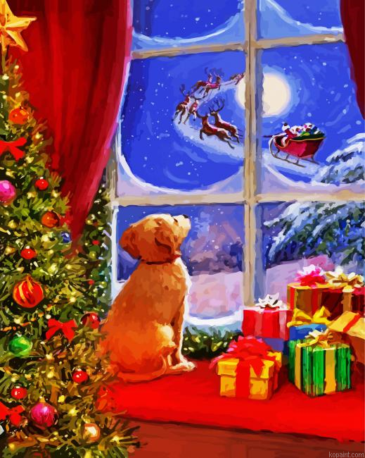 Dog In Christmas Painting By Numberss.png