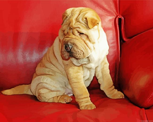 Dog On Red Couch Painting By Numberss.png
