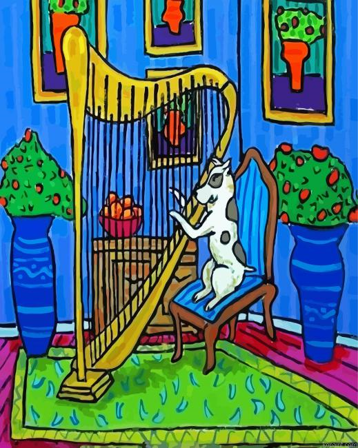 Dog Playing Harp Paint By Numbers
