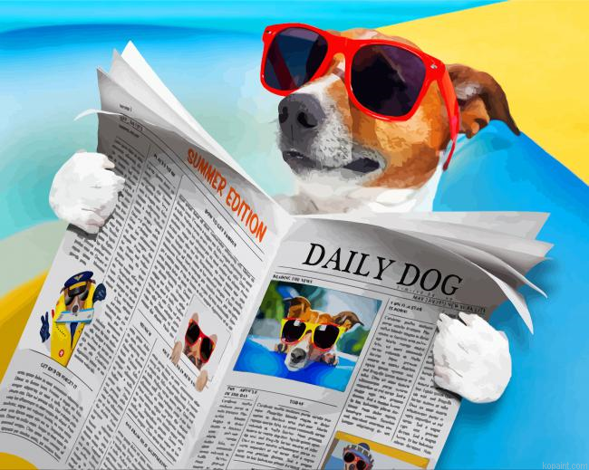 Dog Reading Newspaper Painting By Numberss.png