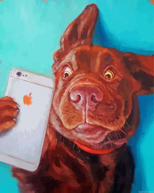 Dog Taking Selfie Painting By Numberss.png