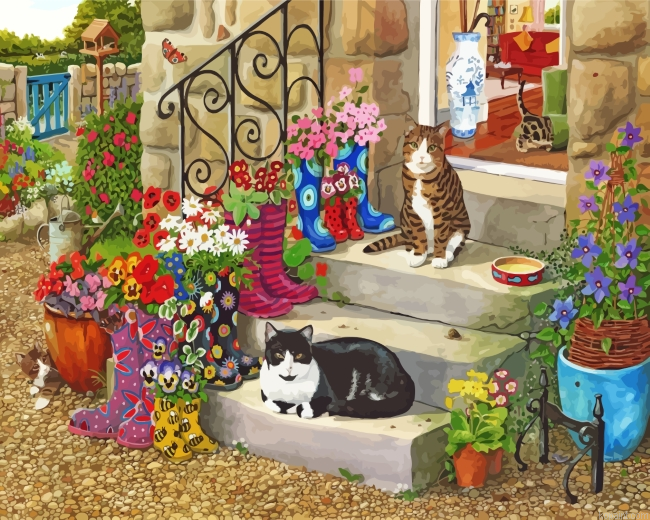 Dogs And Cats In House Painting By Numberss.png