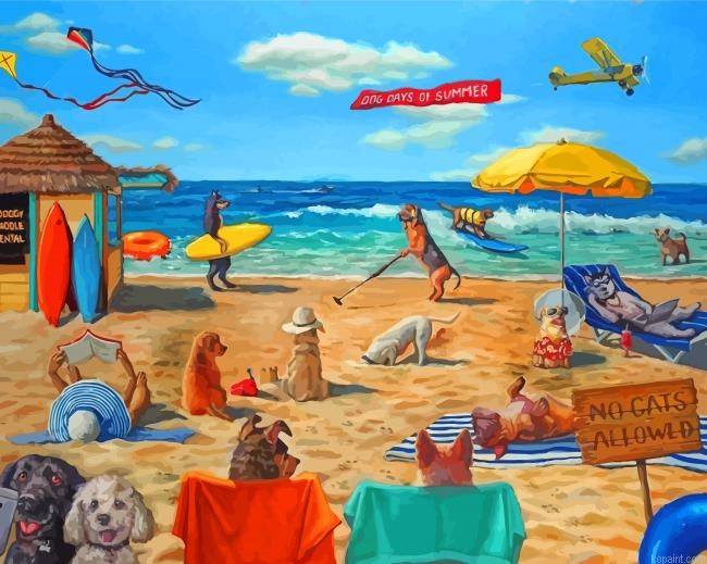 Dogs In Beach Painting By Numberss.png