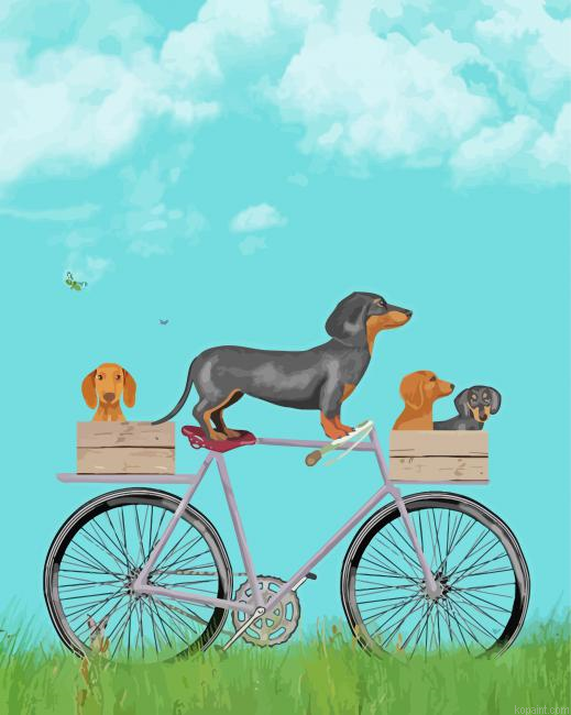 Dogs On Bike Painting By Numberss.png