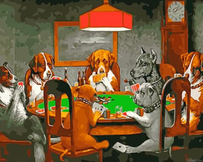 Dogs Playing Cards Animals Painting By Numberss.png