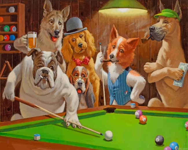 Dogs Playing Pool Painting By Numberss.png