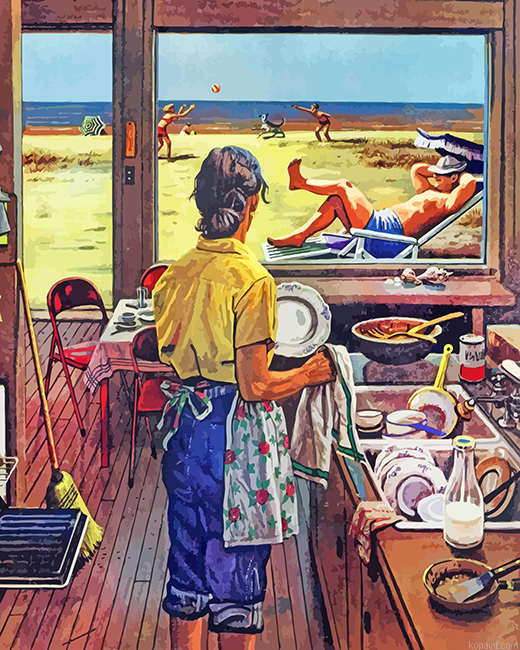 Doing Dishes At Beach Painting By Numberss.png