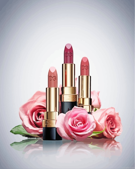 Dolce And Gabbana Lipstick And Flowers Painting By Numberss.png