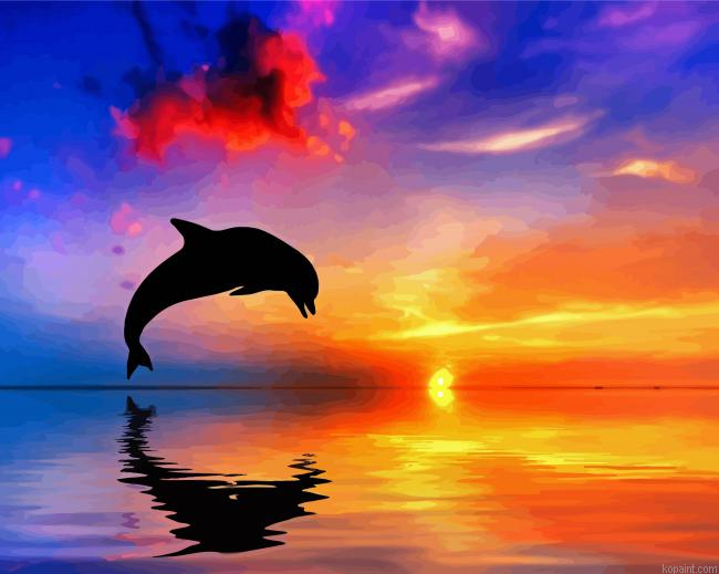 Dolphin At Sunset Painting By Numberss.png