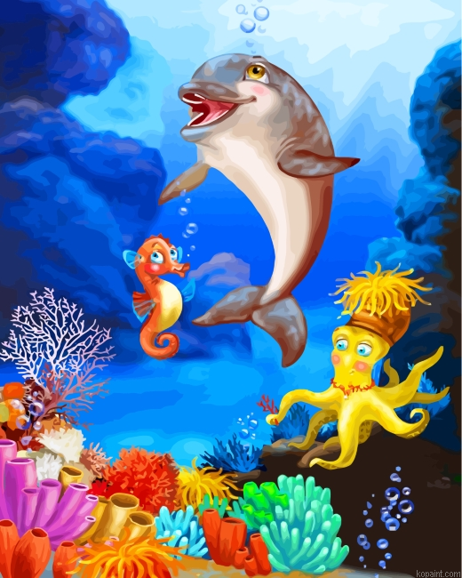 Dolphin Undersea Painting By Numberss.png